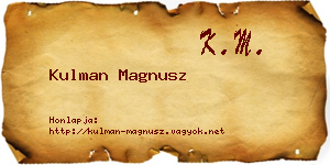 Kulman Magnusz névjegykártya